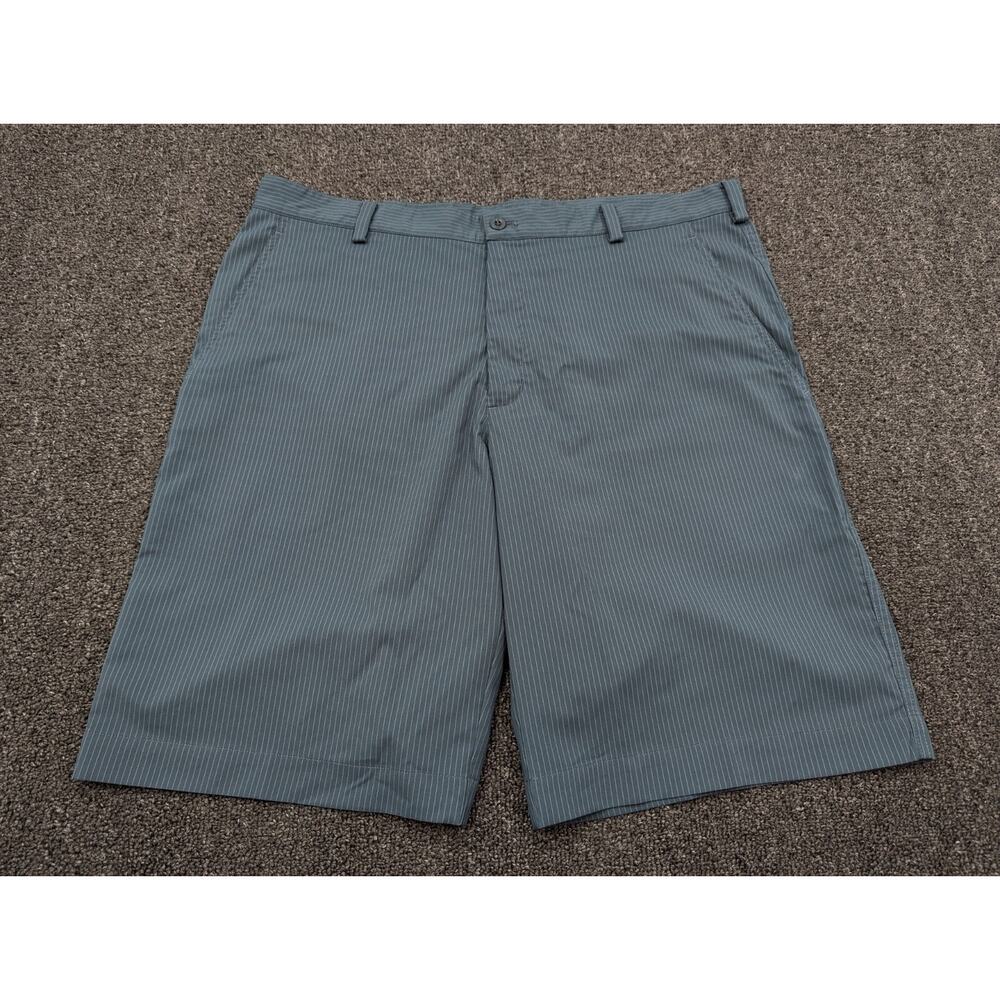 Nike Dri-Fit Golf Shorts Flat Front Green Pinstripe Stretch Polyester Size 36